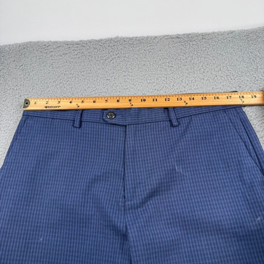 Banana Republic Slim Tapered Blue Micro Check Stretch Pants Mens 35x30 Workwear